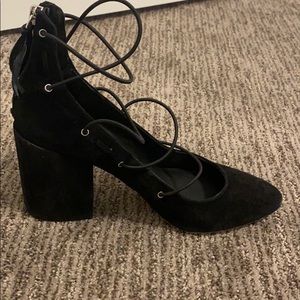 Rebecca Minkoff Strappy Velvet Chunky Pump
